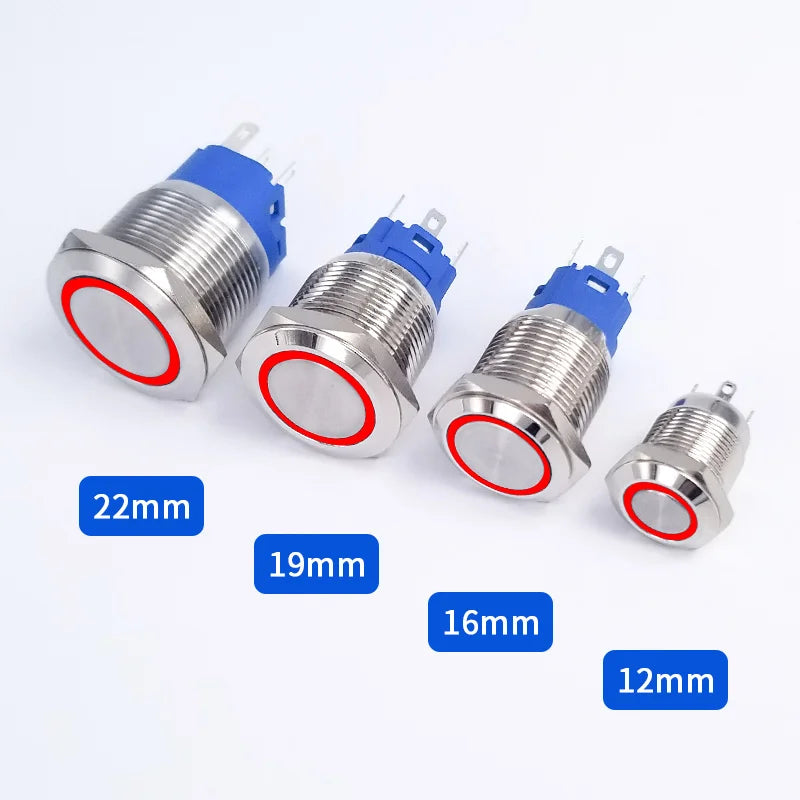 16mm sininen metallinen painikekytkin 12-24V hetkellinen sähköpyörälle