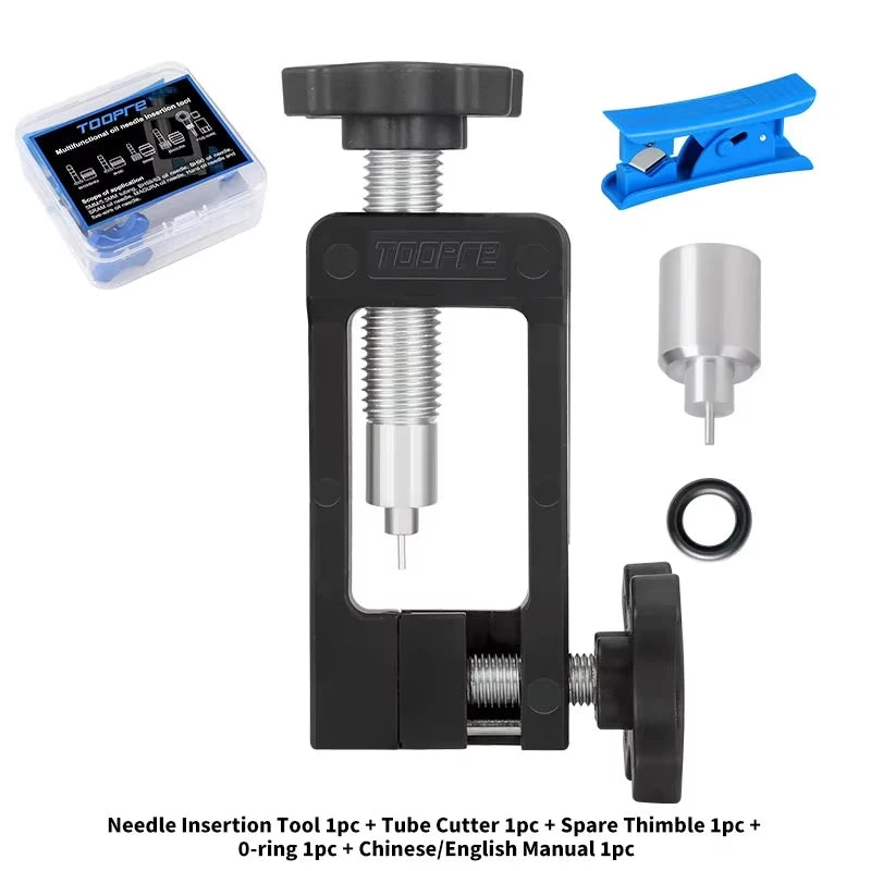 TOOPRE Pro5 Strumento ad ago in alluminio per olio dei freni idraulici + Tagliatore di tubi