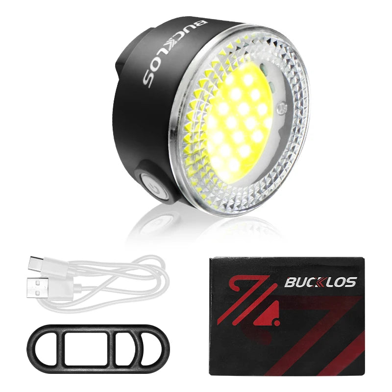 BUCKLOS 500lm USB wiederaufladbares COB Fahrradlicht-Set – Vorne & Hinten