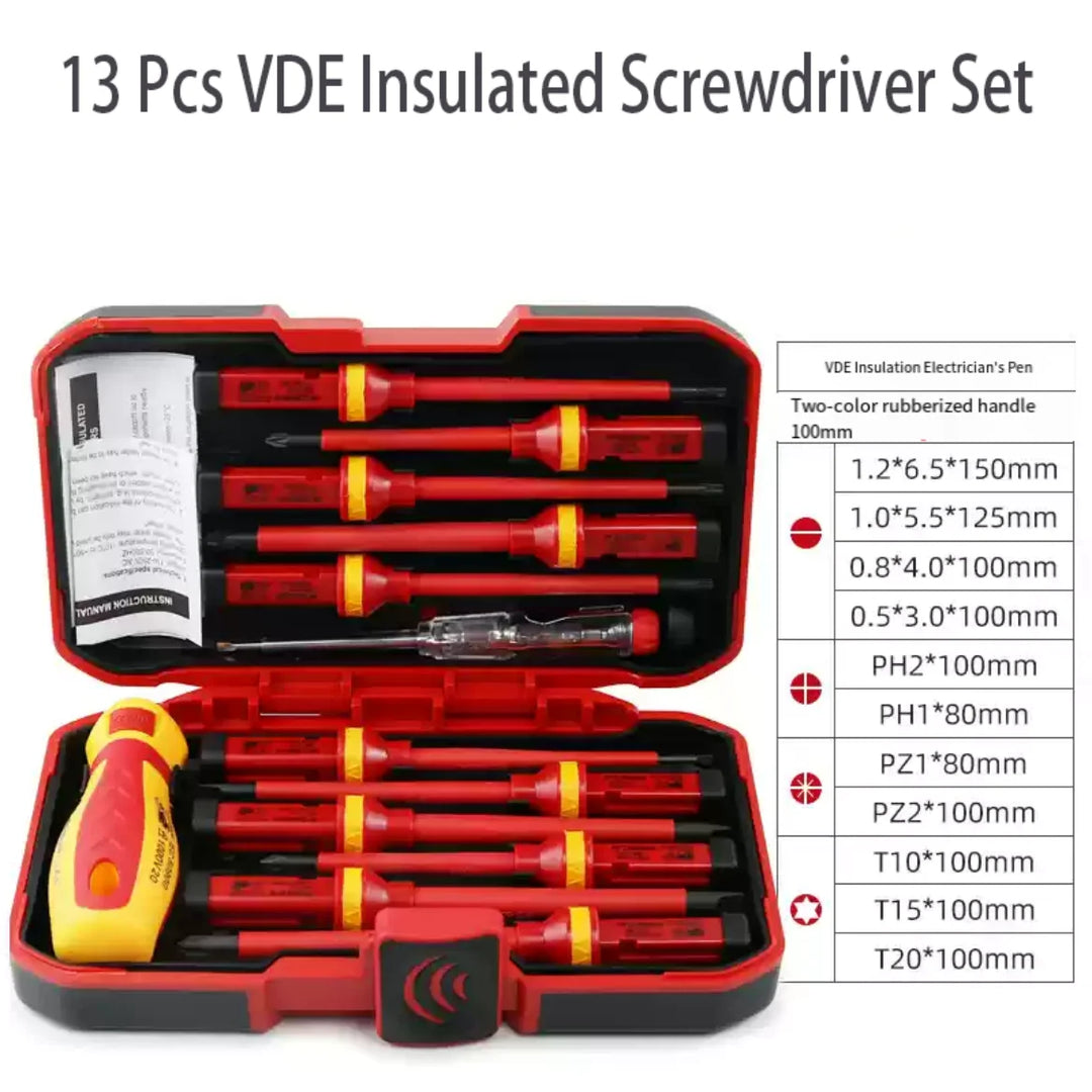 Set di cacciaviti per riparazione E‑Bike da 13 pezzi con punte magnetiche – 1000V Sicuro