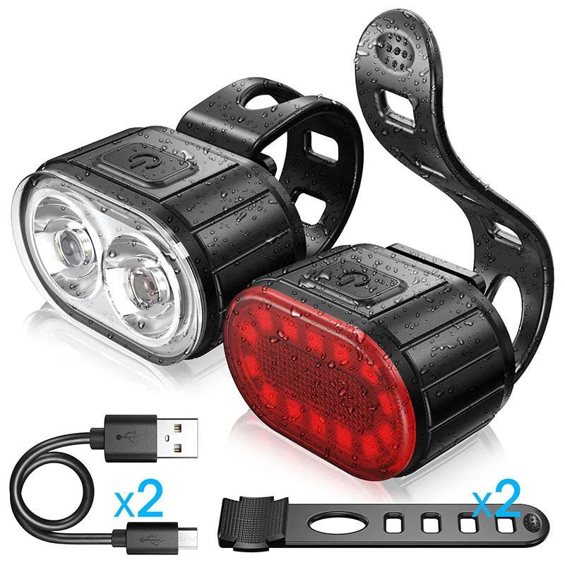 BUCKLOS Ovale Voor- en Achterfietslichten – USB-oplaadbaar waterdicht