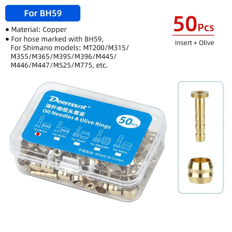 50pcs Shimano BH59 Hydraulic Brake Olive Set – Copper Alloy Inserts