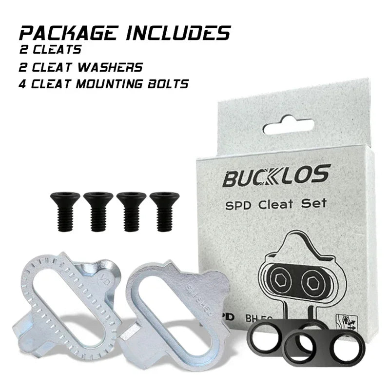 Bucklos 4‑parinen Shimano SPD MTB-polkimen kiilat – musta seosteräs