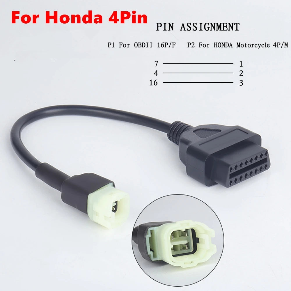 Cablu de diagnostic pentru motociclete cu 4‑Pin pentru Honda/Yamaha/Suzuki - OBD2
