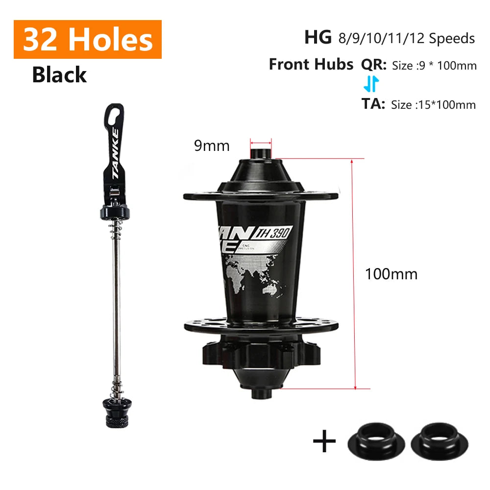 TANKE 120-Click butuc MTB 28-36h QR/axă prin, frână pe disc, 6 rulmenți