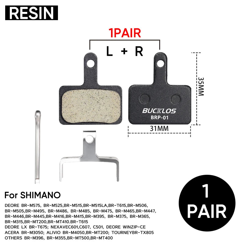 Bucklos Resin Disc Brake Pads 8-Pair for Shimano B01S/B03S/B05S