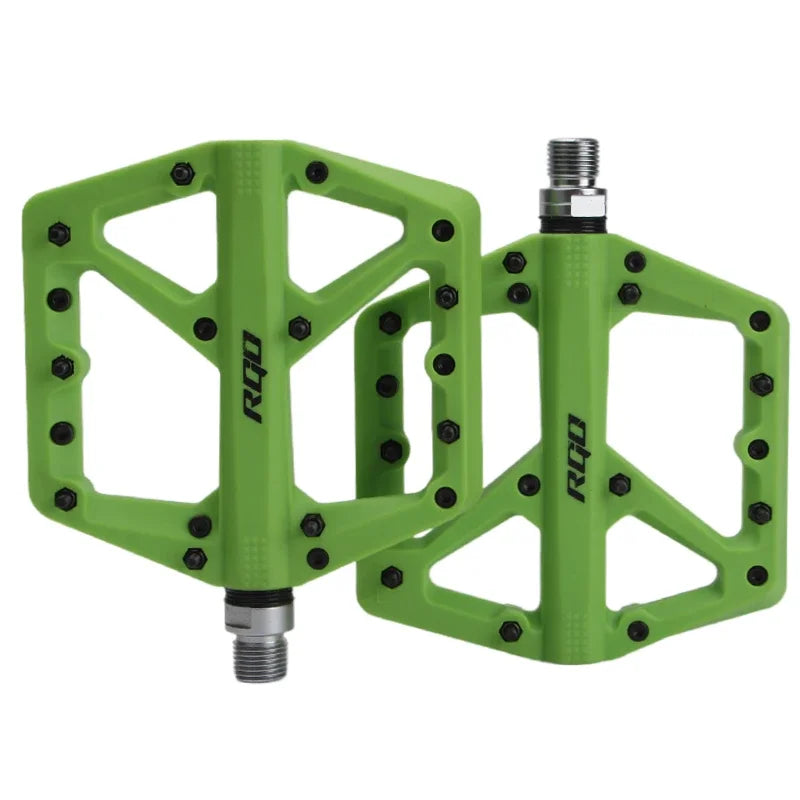 RGO Groene Nylon MTB Platform Pedalen – Plat, Slip‑Bestendig