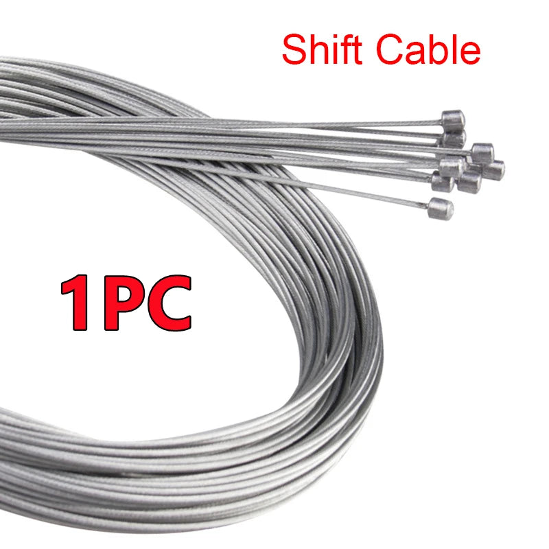 Set di 10 pezzi, cavo freno e cambio MTB da 2 m – Nucleo in acciaio da 1,2 mm, Argento