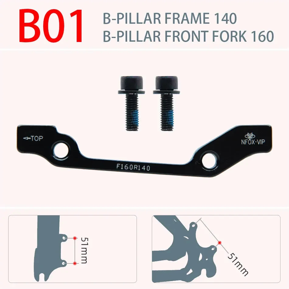 Aluminum Disc Brake Adapter Set for MTB 160/180/203mm – B01-F160R140