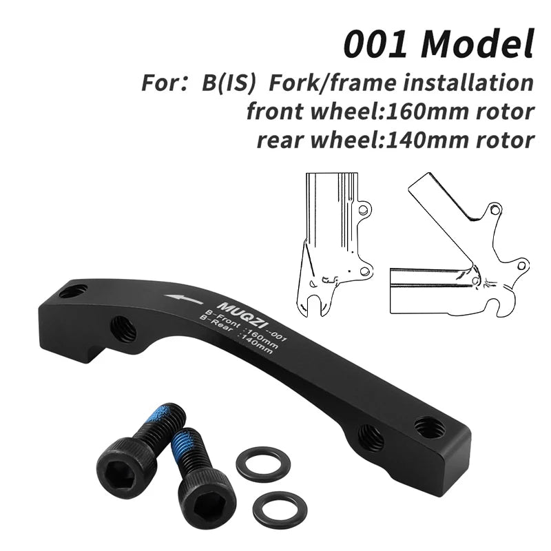 MUQZI Adattatore di montaggio per pinza freno a disco – IS/PM 180‑160 mm, Nero
